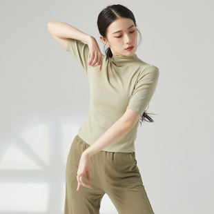 显瘦中袖 修身 上衣共妍 半高领民族古典现代舞蹈形体训练功服装 春季
