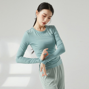 修身显瘦长袖民族古典现代舞蹈基本功训练功服装圆领艺考上衣共妍