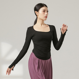 上衣女 艺考演出方领开叉长袖 共妍新款 古典现代舞蹈形体训练功服装