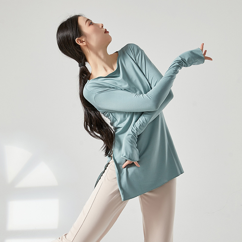 共妍现代舞侧开叉宽松长袖练功服