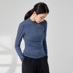 艺考上衣女 高领拉链紧身长袖 共妍成人现代舞蹈形体训练功服装 修身