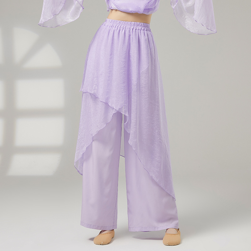 共妍国风雪纺拼接古典舞阔腿裙裤