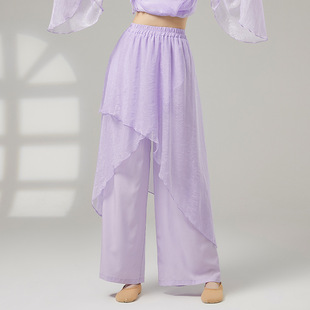 共妍假两件雪纺拼接国风现代古典舞蹈艺考演出练功服飘逸阔腿裙裤