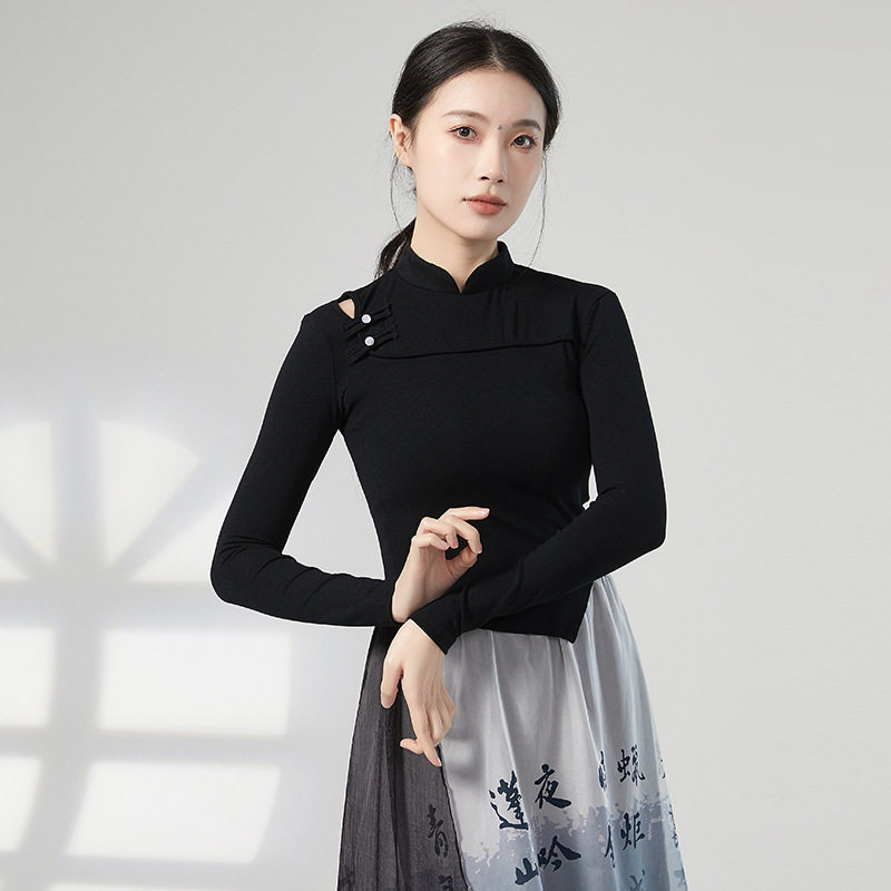 共妍旗袍领盘扣现代舞长袖练功服
