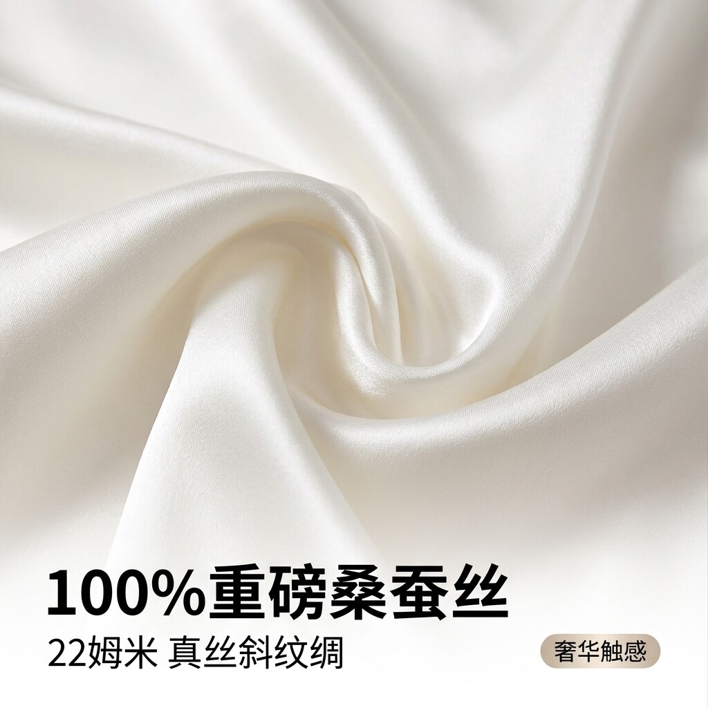 100%桑蚕丝重磅22姆米白色真丝斜纹绸布料衬衫连衣裙丝绸缎面料夏