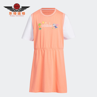 儿童透气短袖 夏季 运动连衣裙IK6072 阿迪达斯正品 Adidas