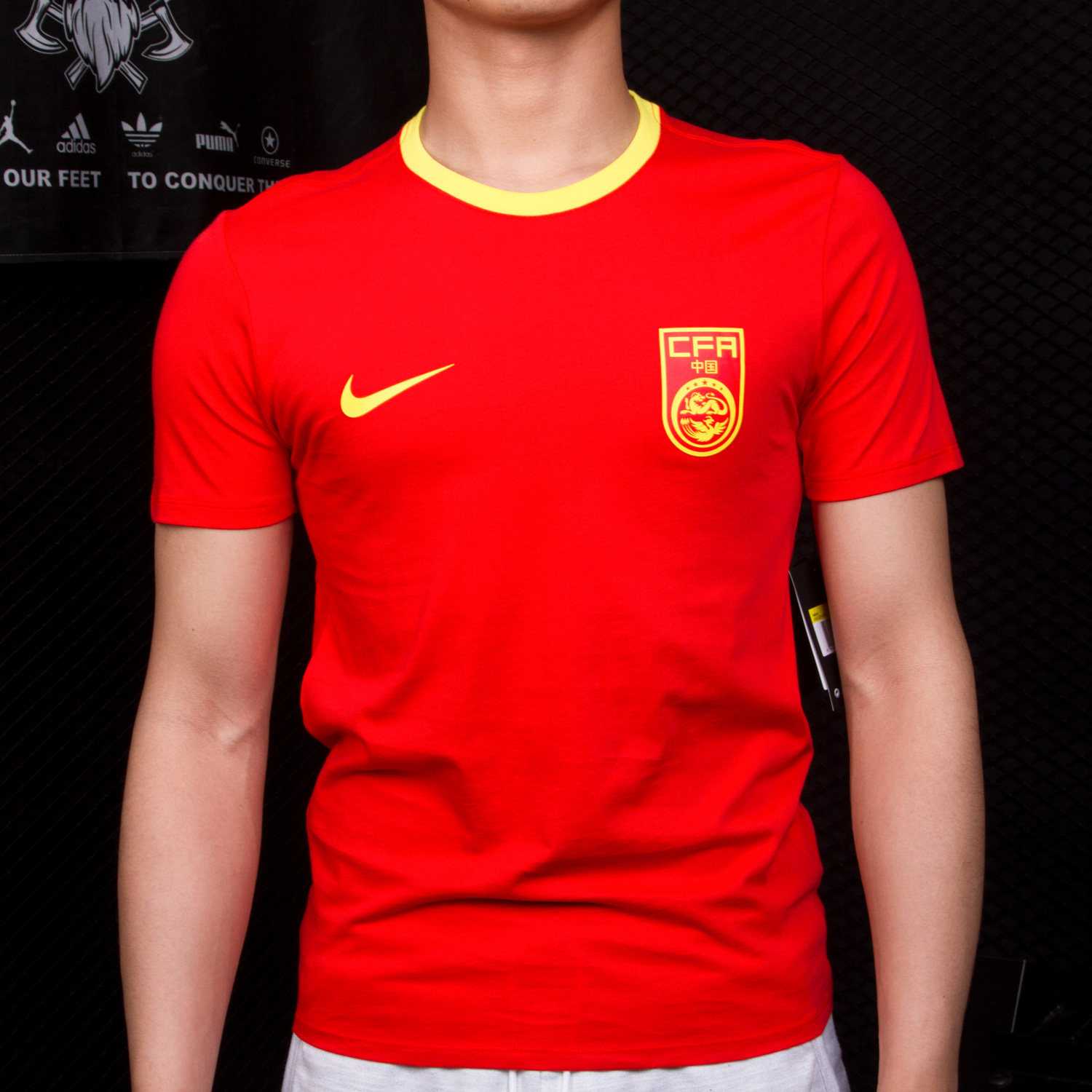 Nike/耐克正品红色短袖中国队CREST男球迷文化衫运动T恤 888325