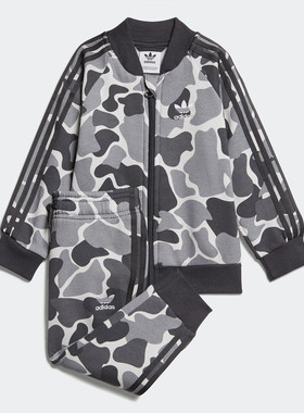 Adidas/阿迪达斯正品三叶草童装新款男婴童加绒运动套装 D96093