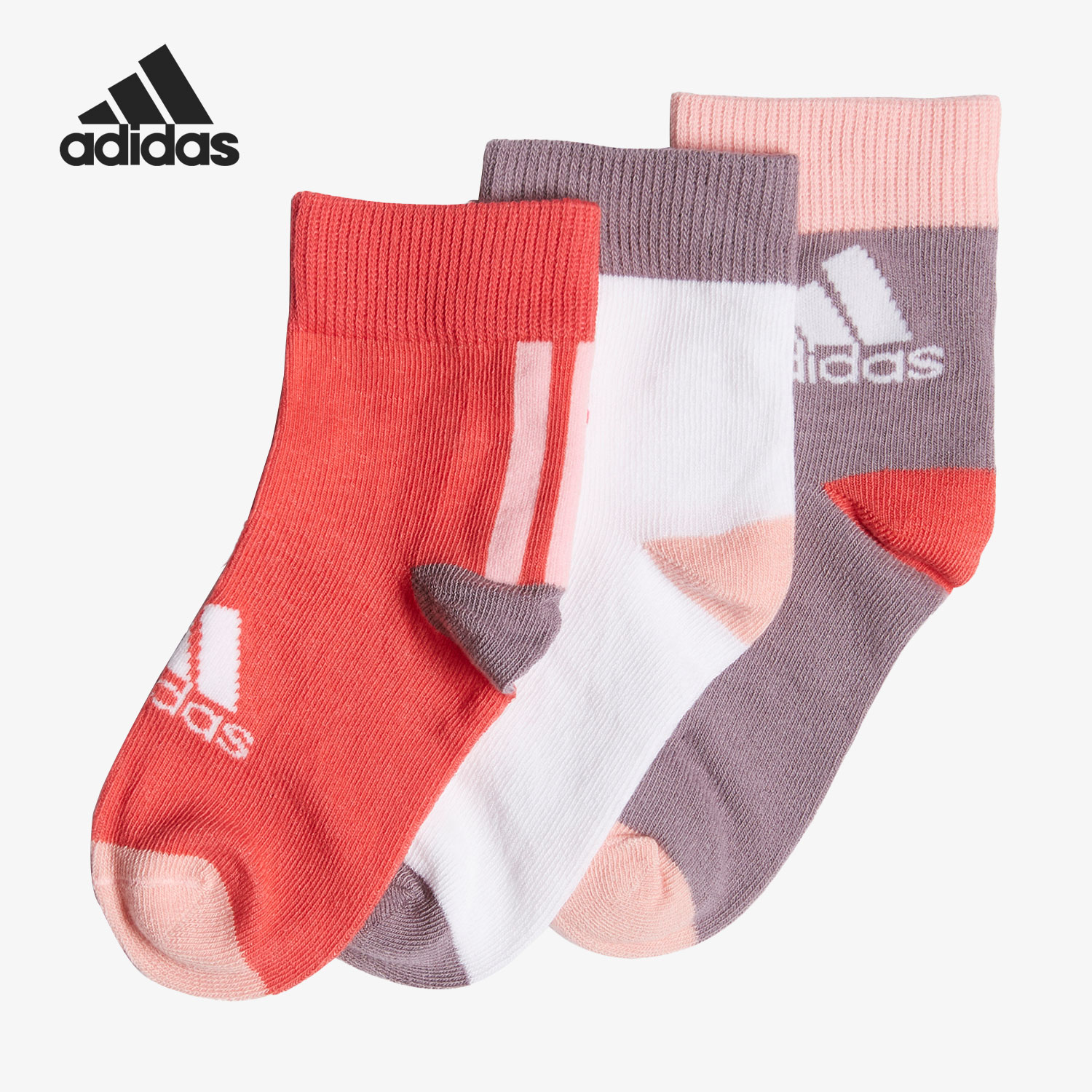 阿迪达斯童男女运动休闲袜三双装