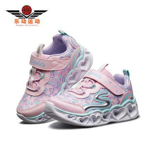 Skechers/斯凯奇正品春季新款 女小童闪灯卡通印花运动休闲鞋