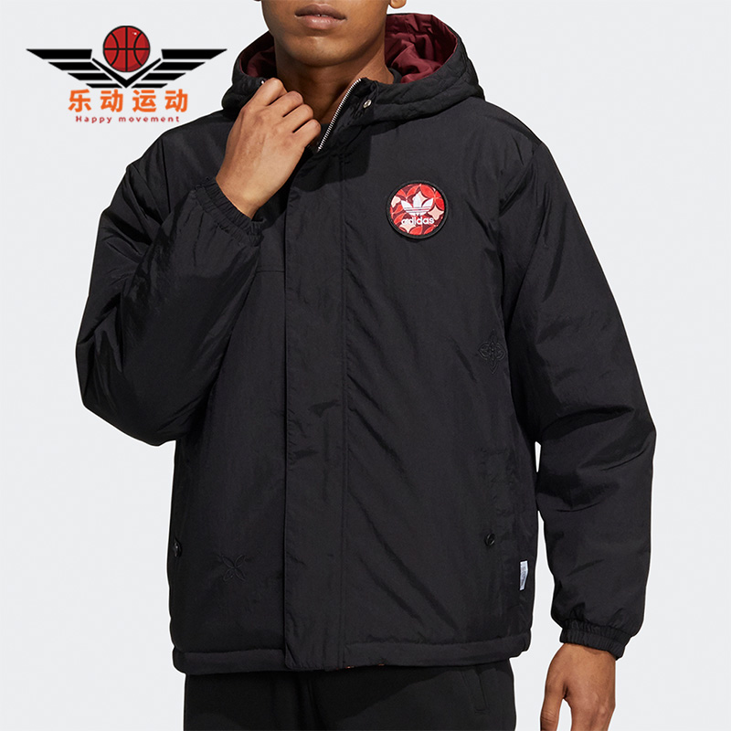 阿迪达斯正品三叶草男子双面棉服