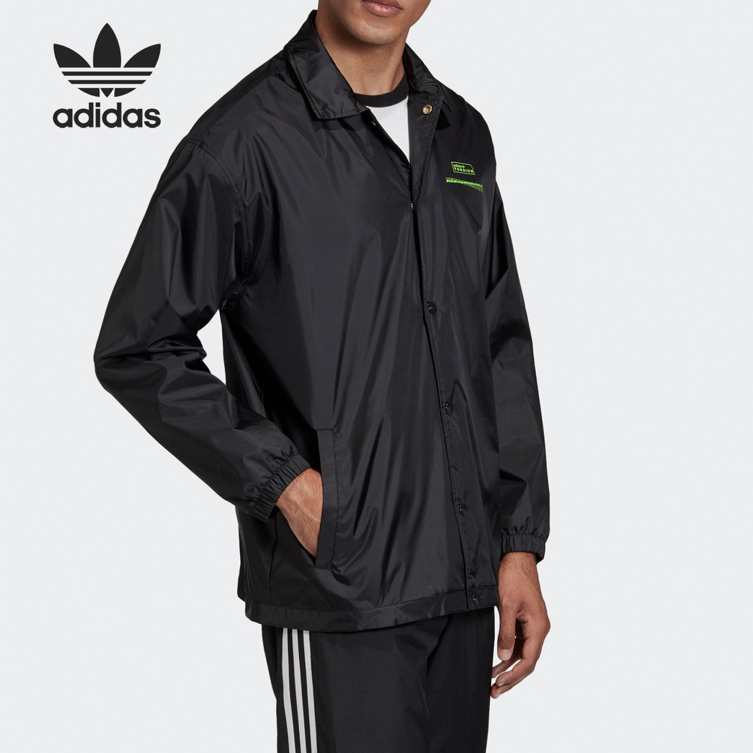 Adidas/阿迪达斯正品三叶草TORSION COACH复古男子风衣外套GD6012