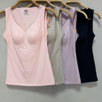 保暖背心茜丝柔免穿文胸磨毛上衣