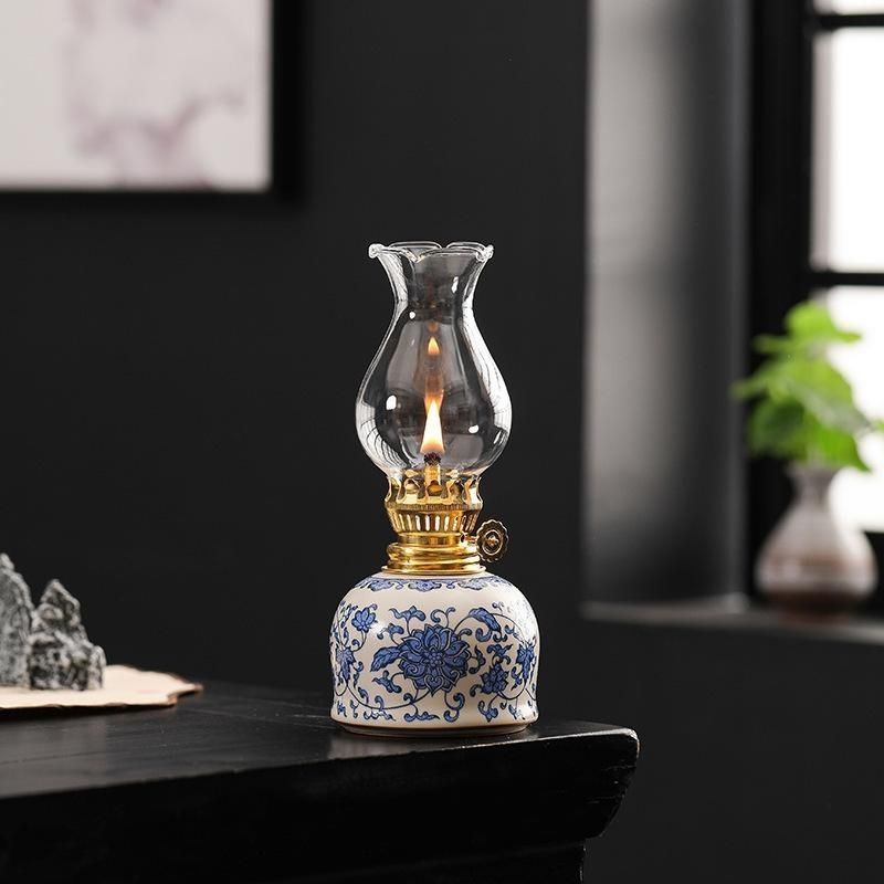 复古创意陶瓷酥油灯传统供灯陶瓷茶室家居摆件户外露营茶室氛围灯