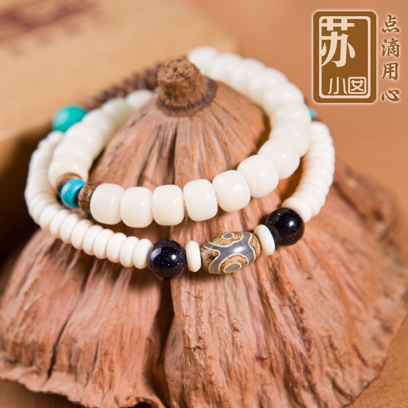手工原创个性时尚民族风菩提子天珠牦牛骨手串男女礼物平安手链