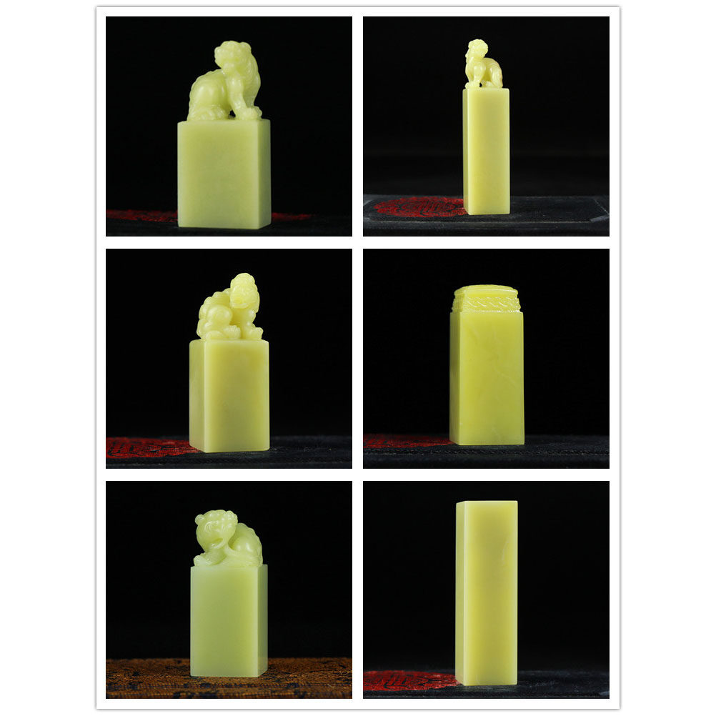 石君斋青田印章精品古兽平钮六面平素章封门青蓝星篆刻印石2.1cm