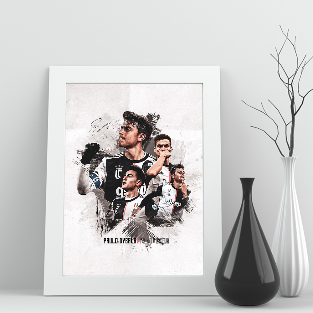 23迪巴拉相框尤文图斯照片juventus迷实木足球装饰墙摆件家居签名