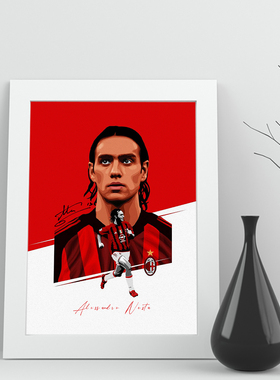 31相框内斯塔ac米兰nesta实木照片海报签名足球迷装饰墙桌挂摆画