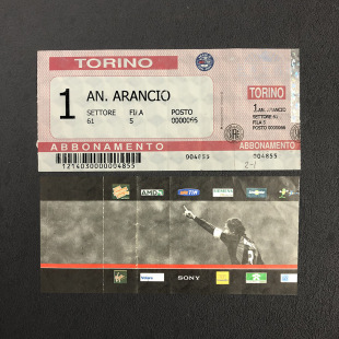 ac米兰2001意甲2002比赛足球门票根milan收藏品2:1都灵 卡拉泽