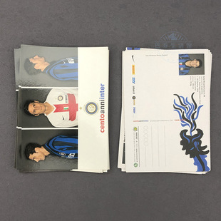 球星卡官白国际米兰明信片签名百年2007 2008蓝 萨内蒂菲戈 套卡