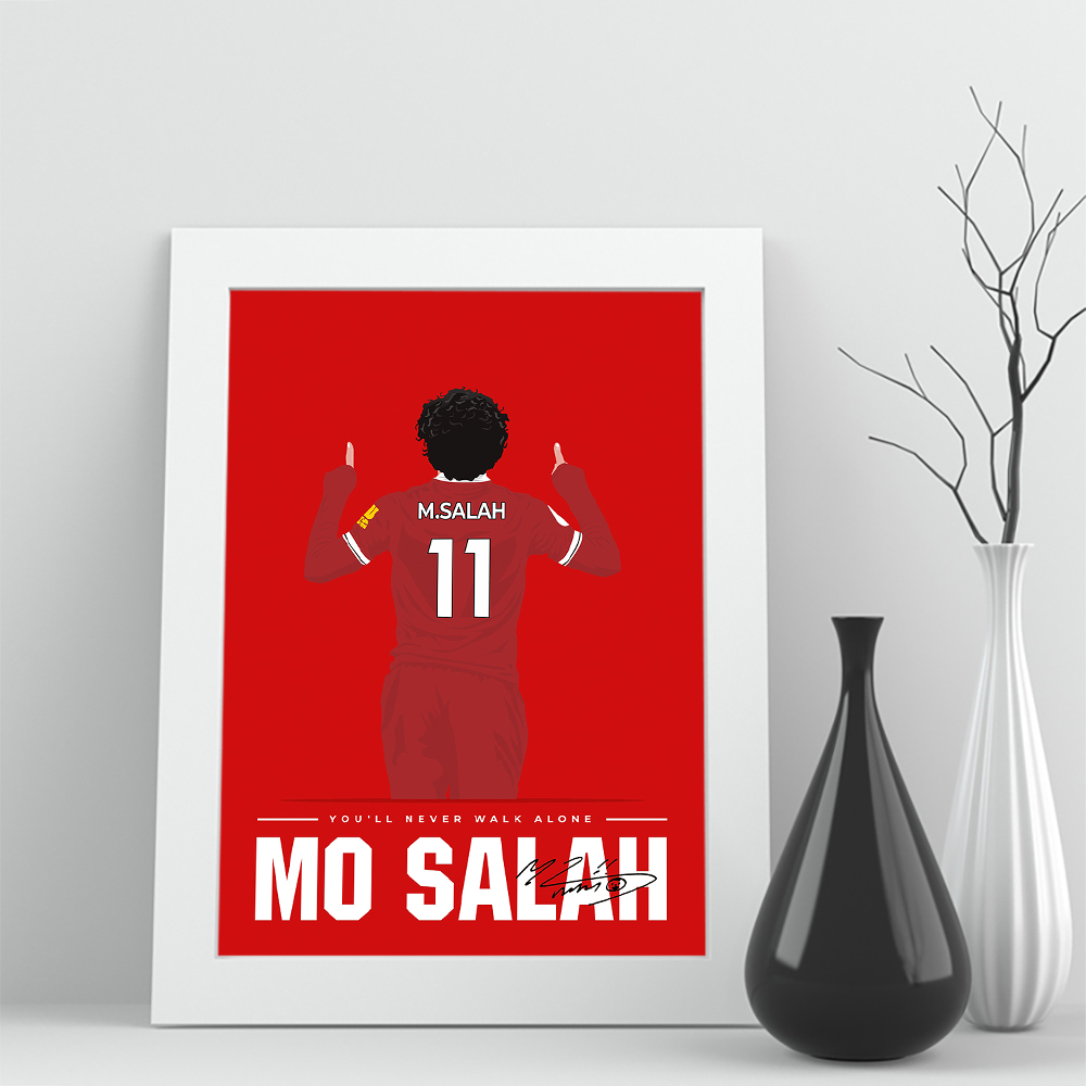 07相框利物浦英超萨拉赫海报实木照片漫海报签名礼物装饰画足球迷