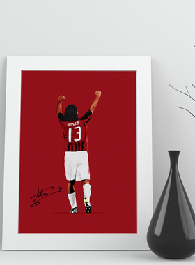 29相框内斯塔ac米兰nesta实木照片海报礼物足球迷装饰墙桌挂摆画