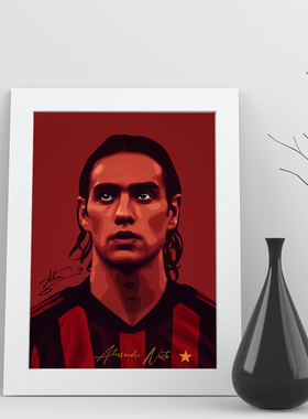 30相框内斯塔ac米兰nesta实木照片海报头像足球迷装饰墙桌挂摆画