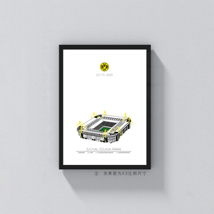 21多特蒙德威斯特法伦球场实木相框照片迷足球装饰墙桌摆家德甲