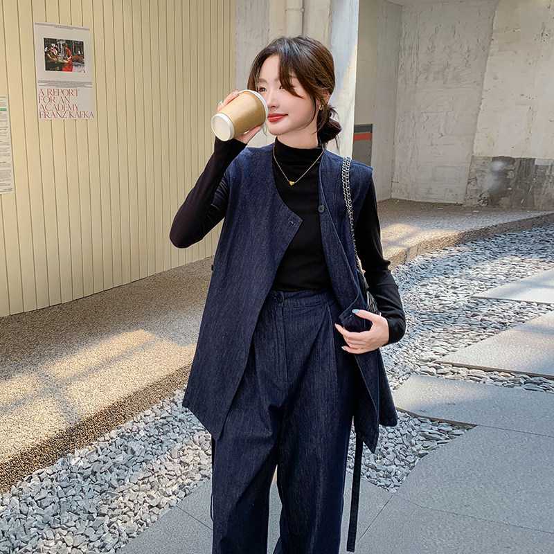 新品附买家秀老钱风马甲+阔腿裤两件套2C075-667-P165-K228,女装套装/套裙,2C075