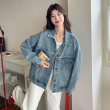 新品大货磨破做旧牛仔外套甜酷风简约夹克上衣6002-P135-K198，女装短外套，2C075