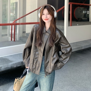 韩系高级感皮衣外套女2025早秋新款小个子超好看美式复古夹克上衣图片
