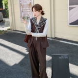 新品马甲+阔腿裤+丝巾三件套套装2C075-817-P175-K258，女装套装/套裙，2C075