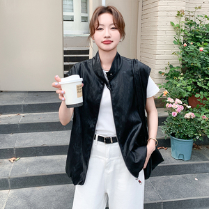 新品现货 夏春秋三季可卖 慵懒百搭皮马甲+包包 6062-P165-K248,女装皮衣,菡迪欧娜