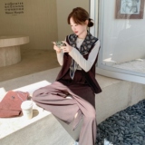 新品马甲+阔腿裤+丝巾三件套套装2C075-817-P175-K258，女装套装/套裙，2C075