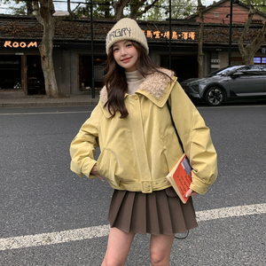 新品大货主推款 羊羔毛拼接90白鸭绒内胆派克服外套896-P295-K438图片