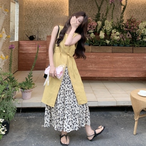 棉麻衬衫连衣裙碎花半身裙套装女夏2025新款巨好看小众漂亮两件套图片