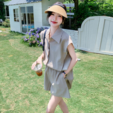 轻熟风杏色韩系短裤套装女夏季新款小个子无袖衬衫休闲气质两件套，女装套装/套裙，2C075