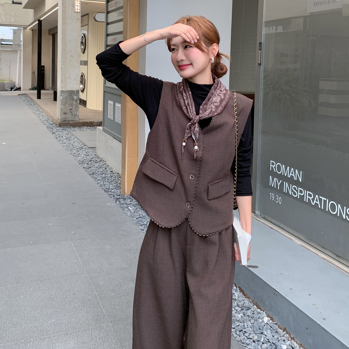 新品现货马甲+阔腿裤两件套套装2C075-835-P175-K258,女装套装/套裙,菡迪欧娜