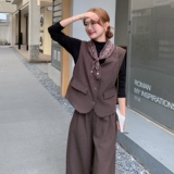 新品马甲+阔腿裤+丝巾三件套套装2C075-835-P175-K258，女装套装/套裙，2C075