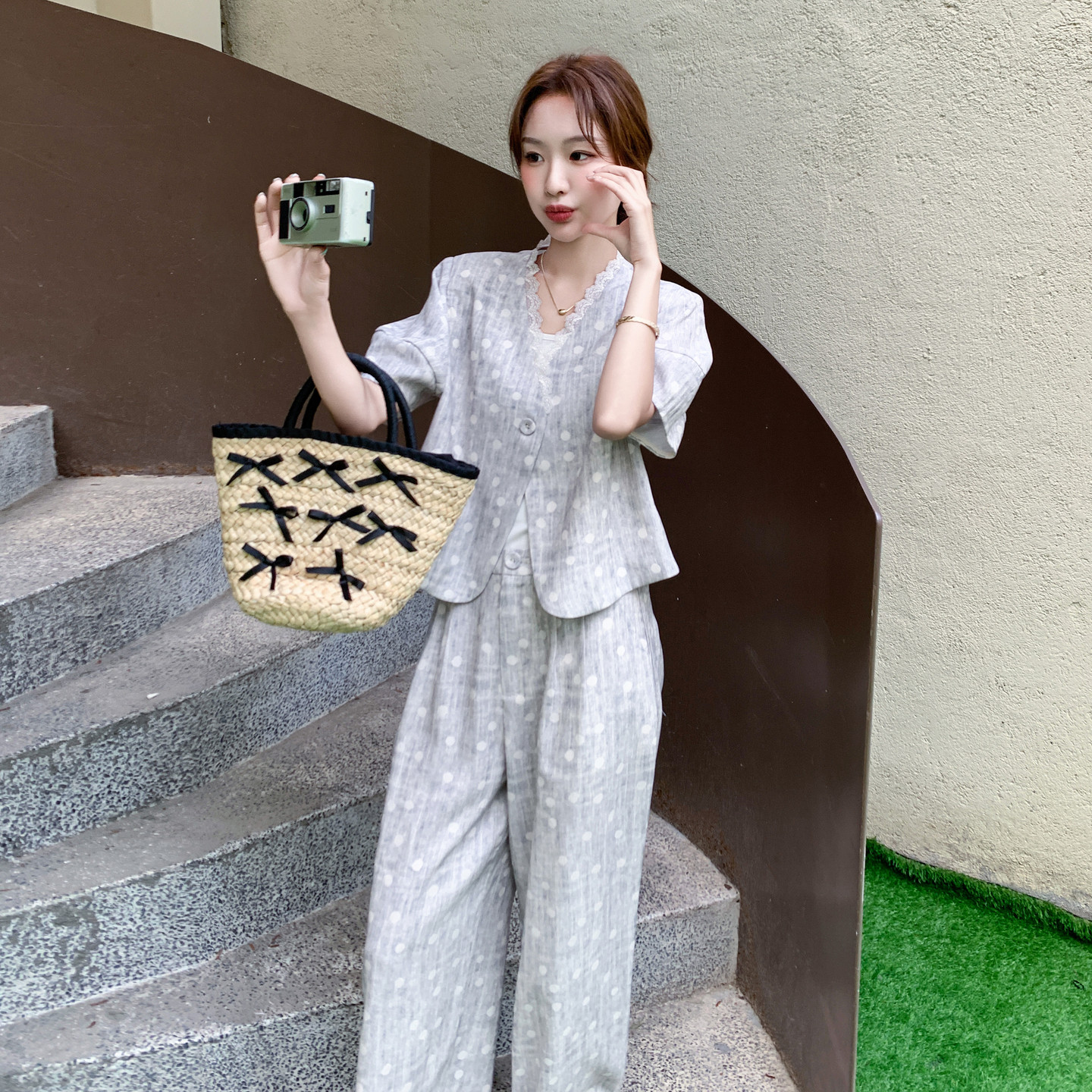 新品韩系圆点套装2C075-9006-P165-K238,女装套装/套裙,2C075