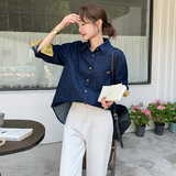 新品大货休闲撞色牛仔衬衫配披肩6039-P145-K218，女装短外套，2C075