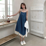 新品流苏不规则牛仔吊带裙套装397-吊带裙P125-K178整套P155-K218，女装连衣裙，菡迪欧娜