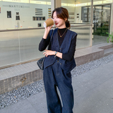 新品主推现货附买家秀老钱风马甲+阔腿裤两件套665-P165-K228，女装套装/套裙，菡迪欧娜