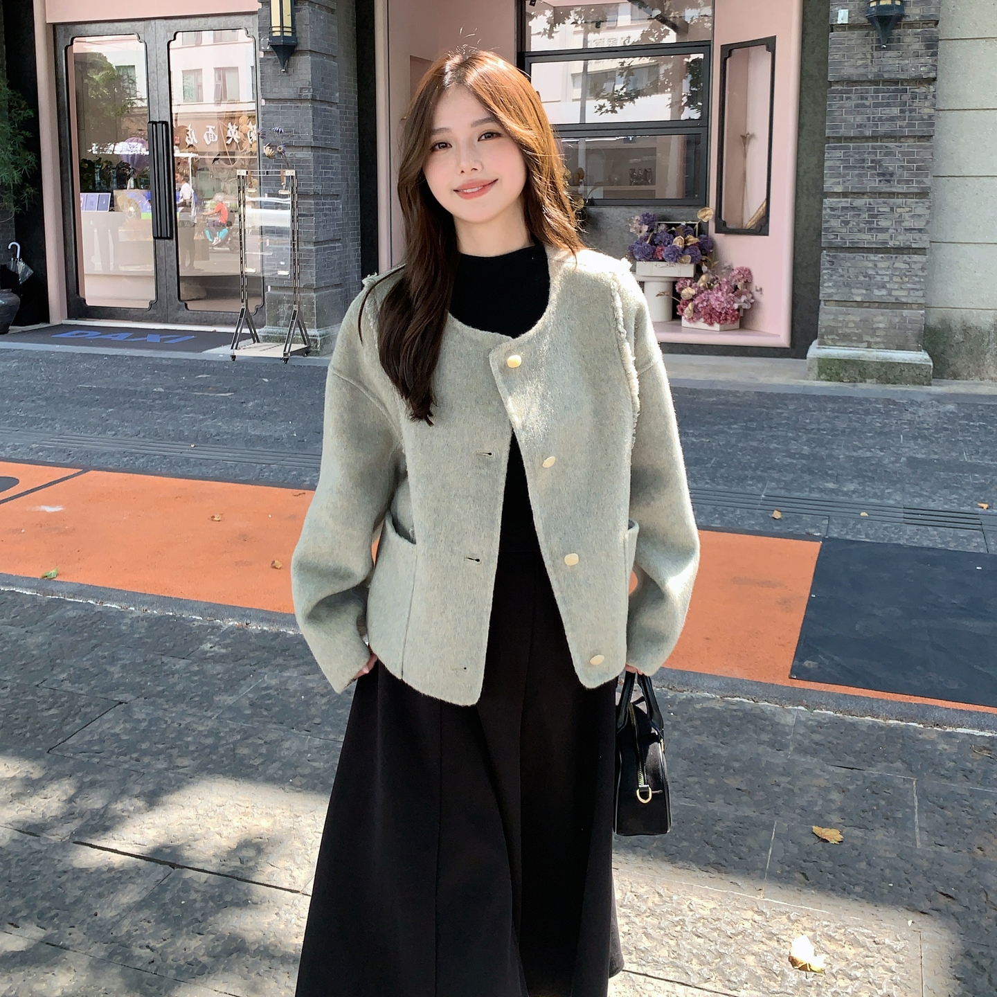 【上新】70毛拉毛双面呢大衣外套2C075-861-P240-K348，女装毛呢外套，菡迪欧娜