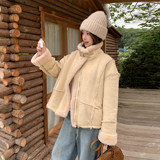 新品大货主推款奶fu黄皮皮毛一体外套910-P205-K298，女装皮草，菡迪欧娜