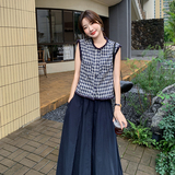 新品主推款格子拉毛上衣+半裙套装2C075-628-P155-K218，女装套装/套裙，2C075