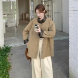 高级感两面穿立领皮衣外套女2025秋季新款巴恩风复古时尚宽松大衣，女装皮衣，菡迪欧娜