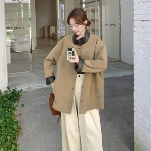 复古时尚设计感两面穿皮衣外套女春秋超火好看高级小众中长款大衣图片