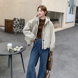 新品 米白色连帽加绒派克服2C075-886-P205-K298图片