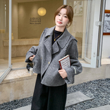 灰色高级感双面羊绒大衣女2024冬季新款小个子超好看短款毛呢外套，女装毛呢外套，2C075